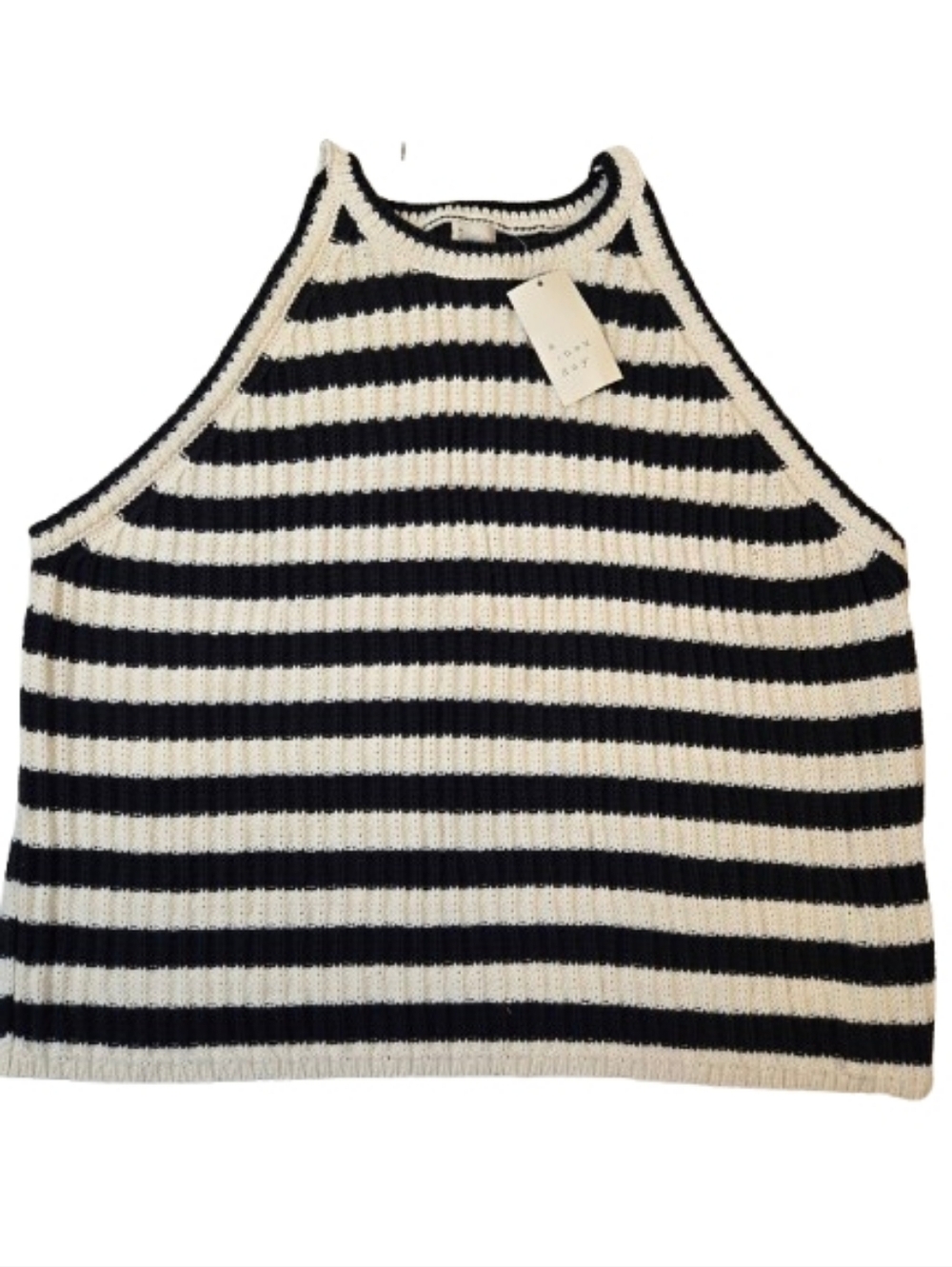 NWT a new day Black & White Striped Knit Halter Tank Size 2X